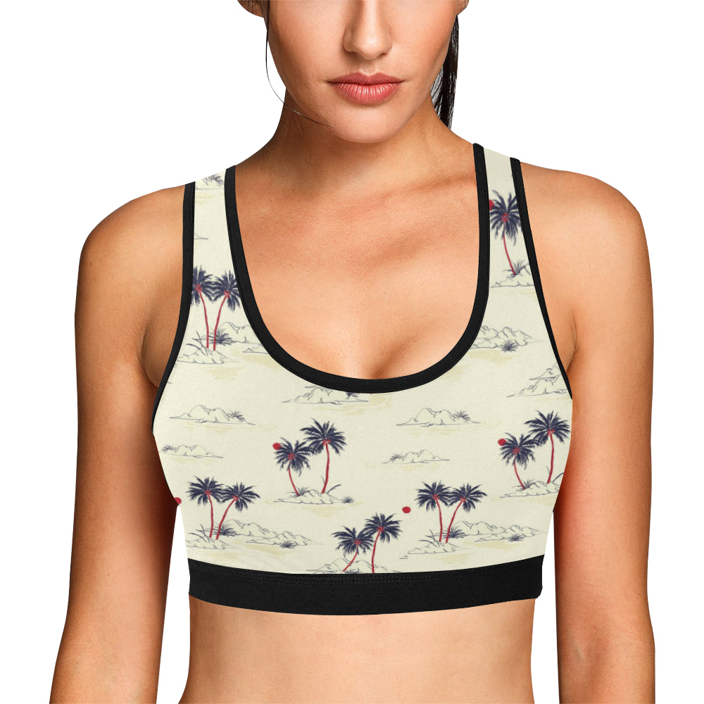 Palm Tree Pattern Print Design PT08 Sports Bra
