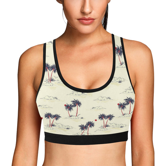 Palm Tree Pattern Print Design PT08 Sports Bra