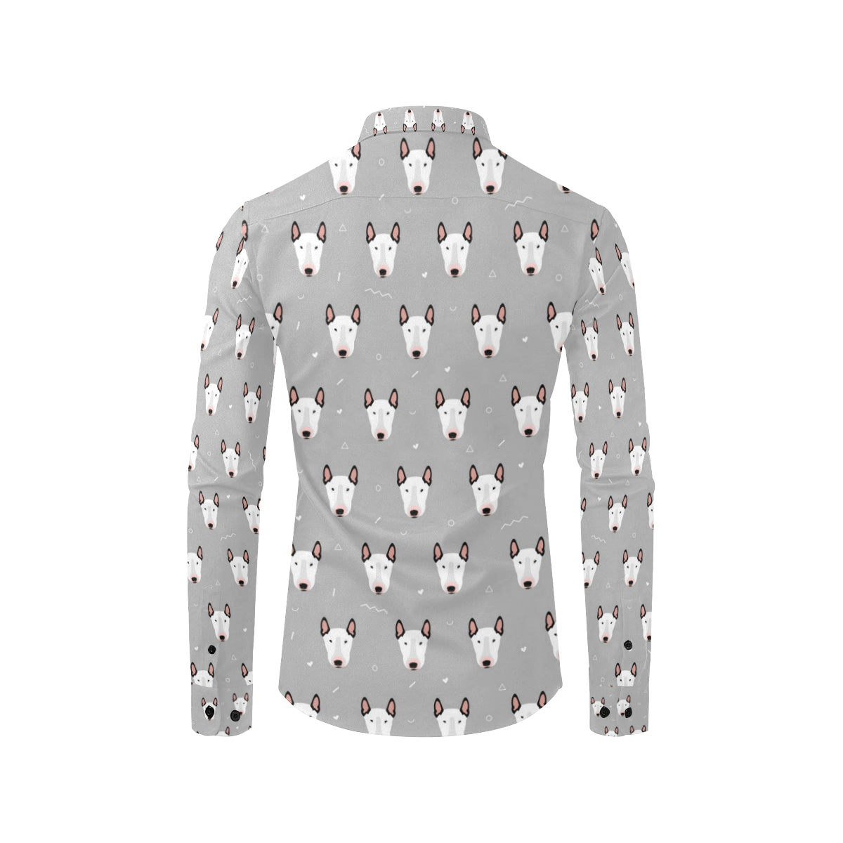 Bull Terrier Head Print Pattern Men's Long Sleeve Shirt