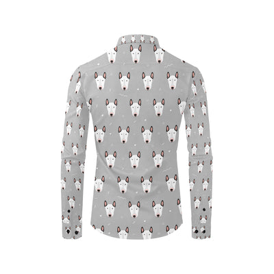 Bull Terrier Head Print Pattern Men's Long Sleeve Shirt