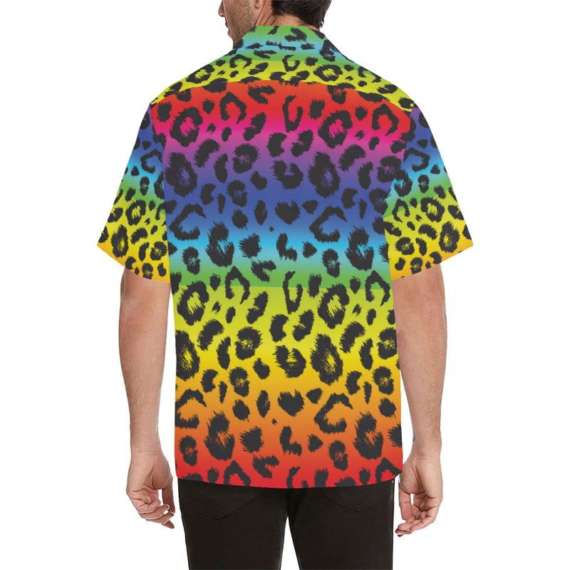 Rainbow Leopard Pattern Print Design A01 Men's Hawaiian Shirt