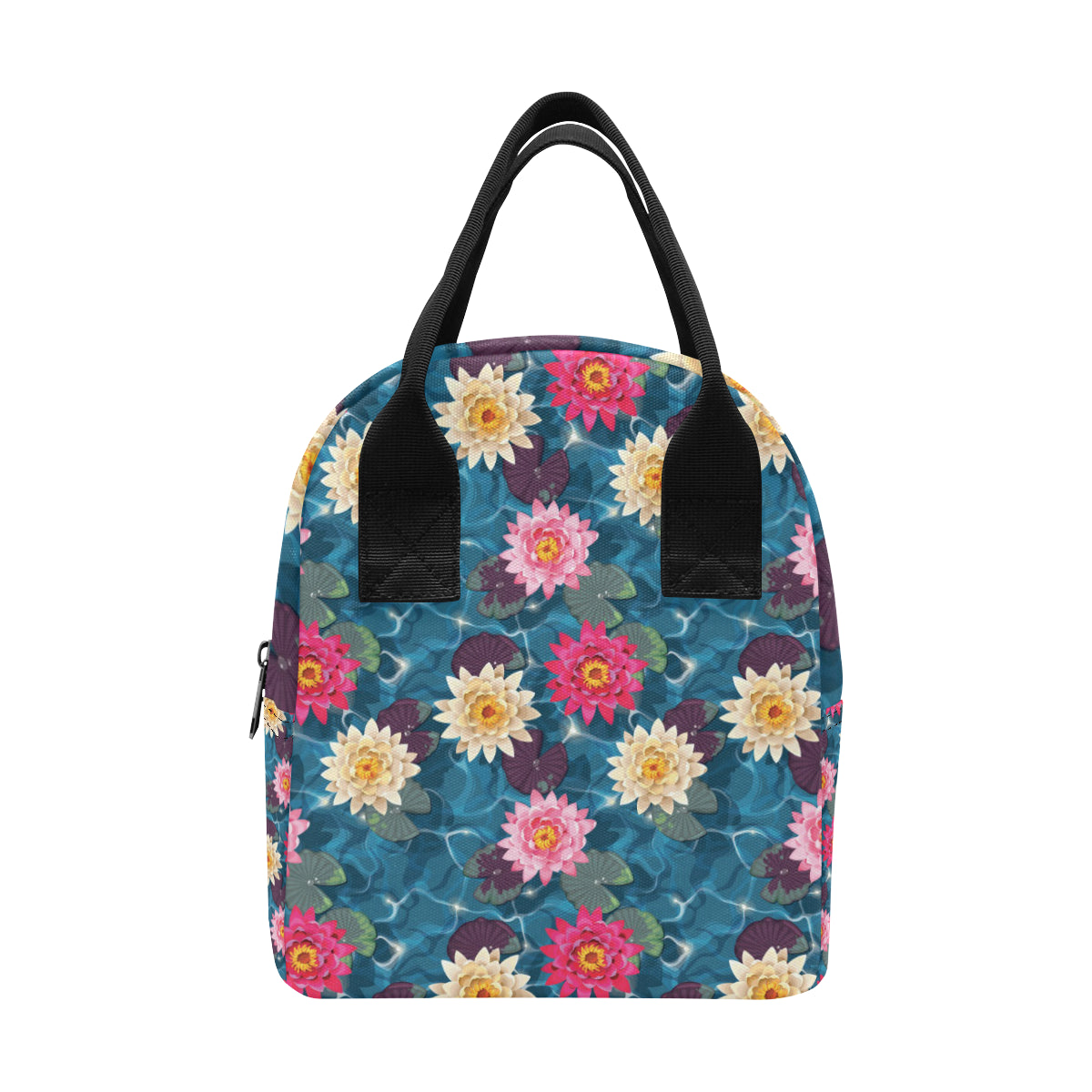 Water Lily Pattern Print Design WL05 Insulated Lunch Bag