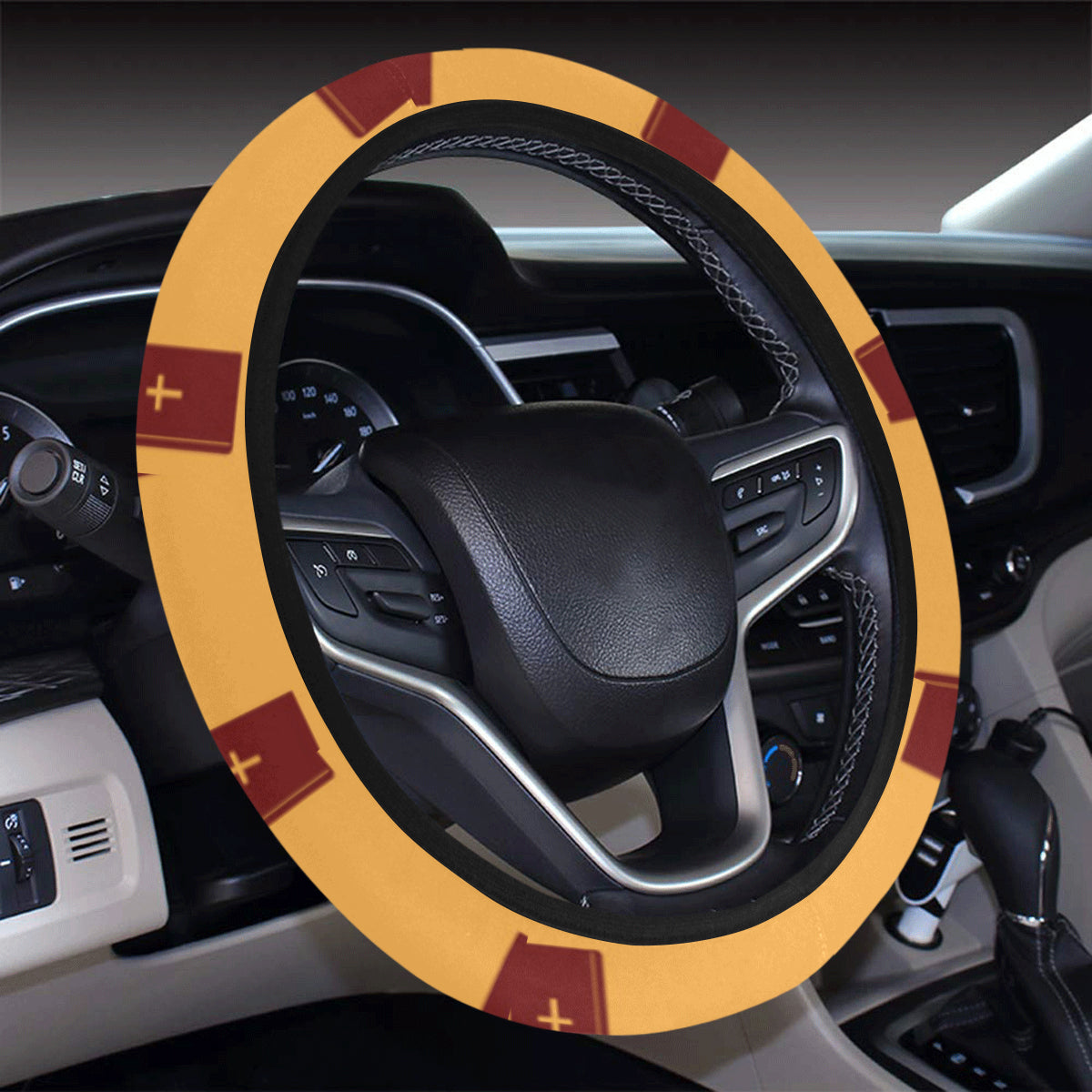 Bible Pattern Print Design 05 Steering Wheel Cover with Elastic Edge