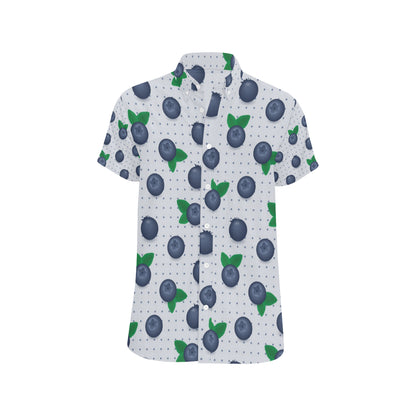 Blueberry Pattern Print Design BB02 Men's Short Sleeve Button Up Shirt