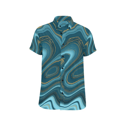 Liquid Pattern Print Design 04 Men's Short Sleeve Button Up Shirt