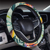Tropical Flower Pattern Print Design TF022 Steering Wheel Cover with Elastic Edge
