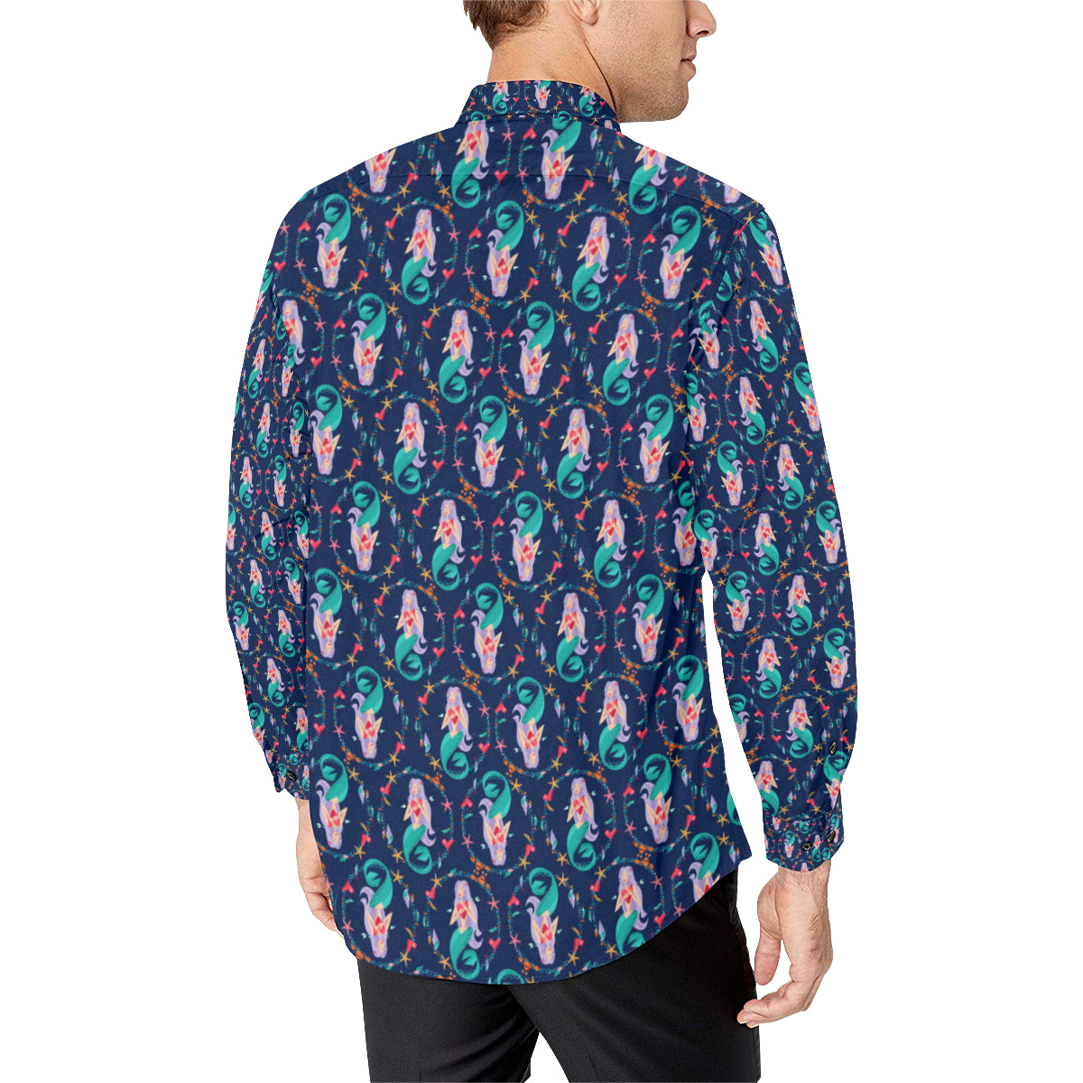 Mermaid Girl Cute Design Print Men's Long Sleeve Shirt