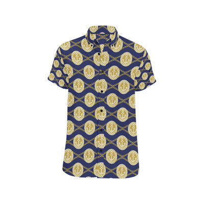 Anchor Luxury Pattern Men's Short Sleeve Button Up Shirt