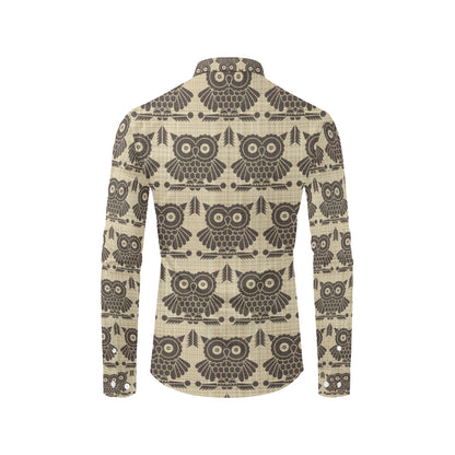 Owl Pattern Print Design A01 Men's Long Sleeve Shirt