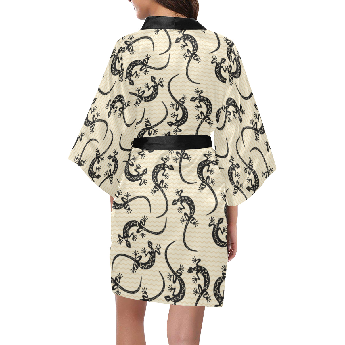 lizard Pattern Print Design 02 Women's Short Kimono