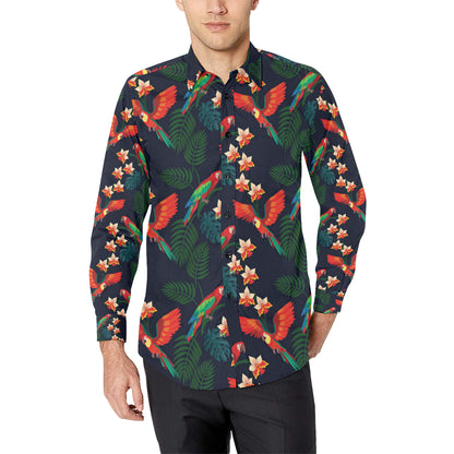 Macaw Pattern Print Design 02 Men's Long Sleeve Shirt
