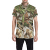 Camo Realistic Tree Forest Print Men's Short Sleeve Button Up Shirt