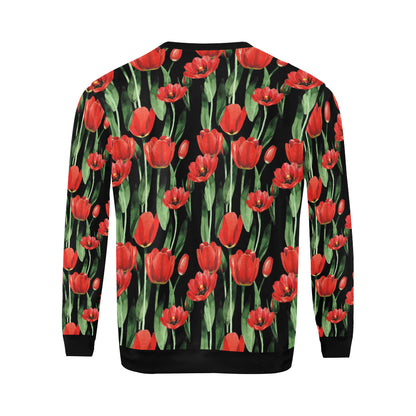 Tulip Red Pattern Print Design TP03 Men Long Sleeve Sweatshirt