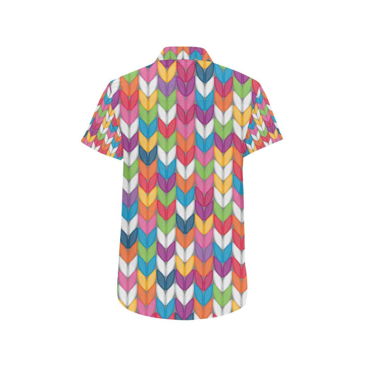 Knit Pattern Print Design 01 Men's Short Sleeve Button Up Shirt