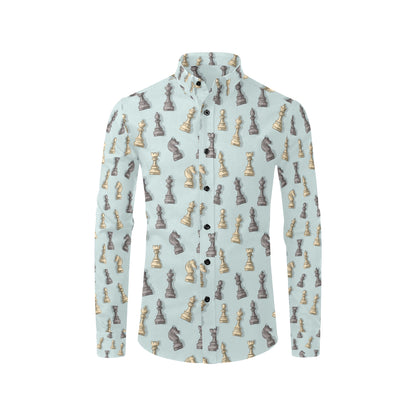 Chess Pattern Print Design 02 Men's Long Sleeve Shirt