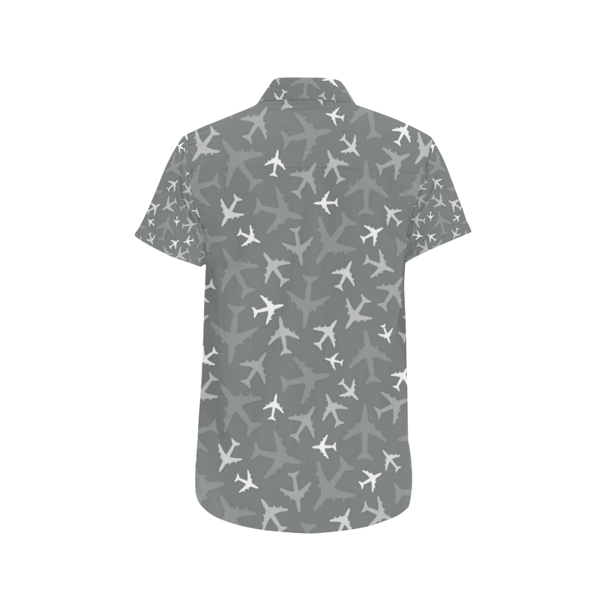 Airplane Pattern Print Design 02 Men's Short Sleeve Button Up Shirt
