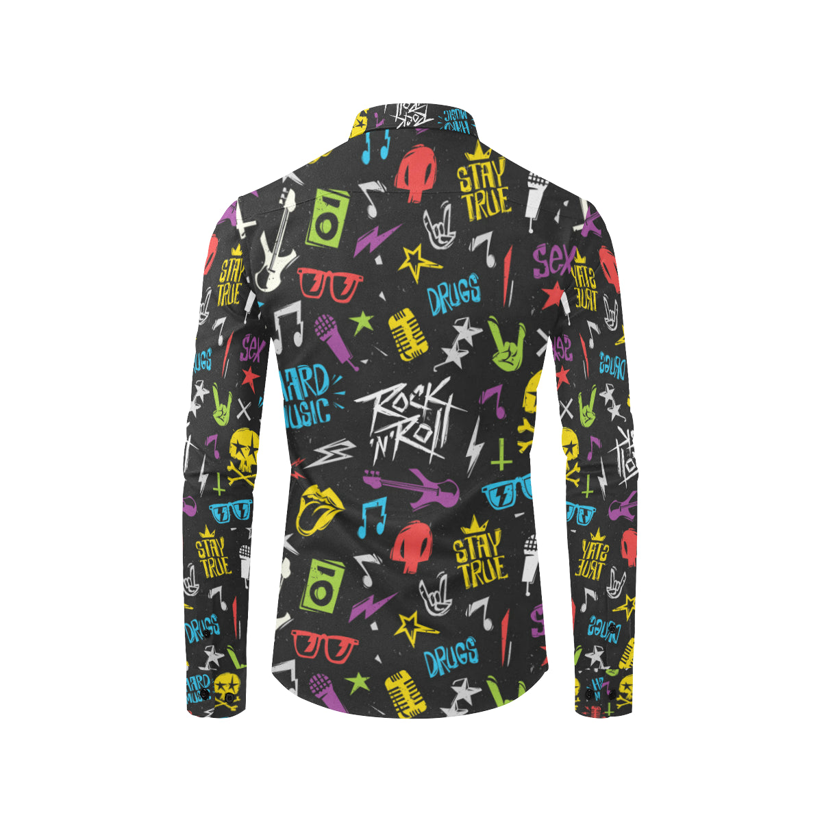 Rock and Roll Pattern Print Design A02 Men's Long Sleeve Shirt