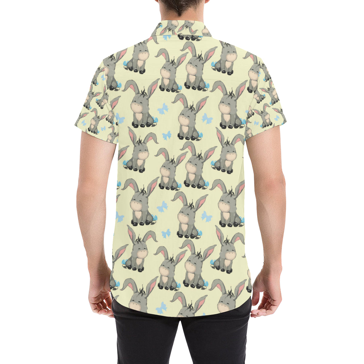 Donkey Baby Pattern Print Design 02 Men's Short Sleeve Button Up Shirt