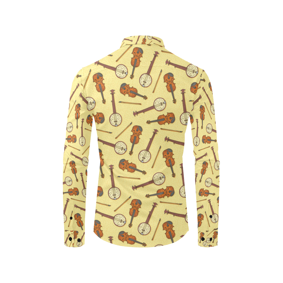 Banjo Violin Pattern Print Design 01 Men's Long Sleeve Shirt