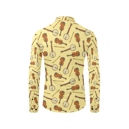 Banjo Violin Pattern Print Design 01 Men's Long Sleeve Shirt