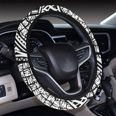 Polynesian Tribal Pattern Steering Wheel Cover with Elastic Edge