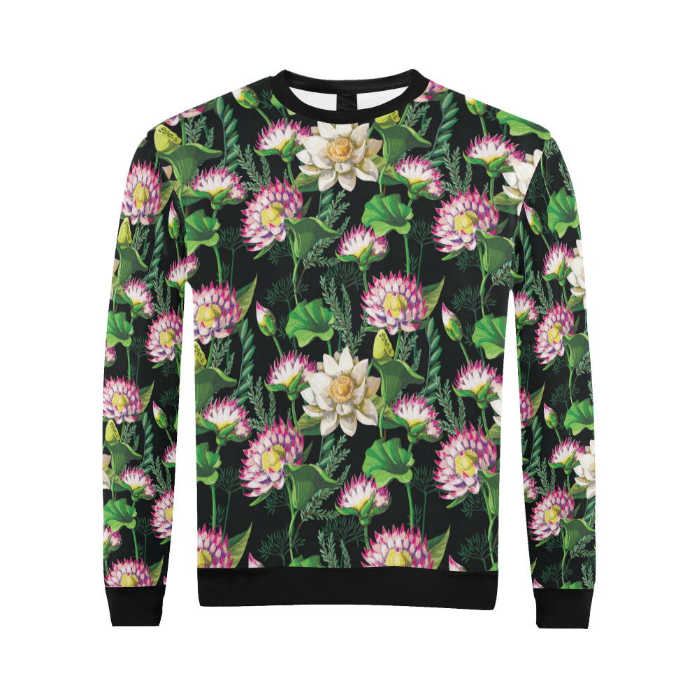 Water Lily Pattern Print Design WL010 Men Long Sleeve Sweatshirt