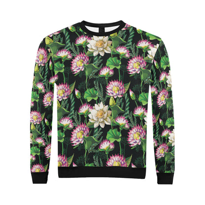 Water Lily Pattern Print Design WL010 Men Long Sleeve Sweatshirt