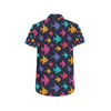 Angelfish Colorful Pattern Print Design 03 Men's Short Sleeve Button Up Shirt