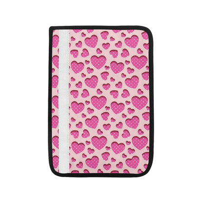 Heart Pink Pattern Print Design HE06 Car Seat Belt Cover