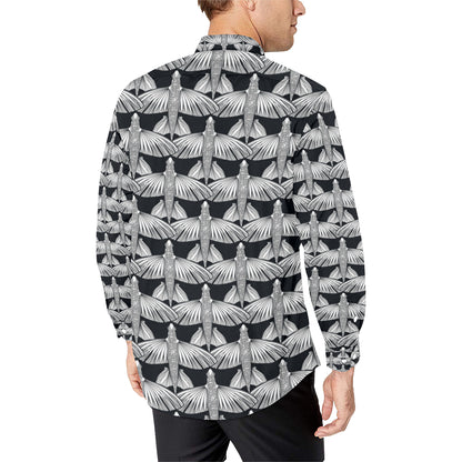 Flying Fish Pattern Print Design 03 Men's Long Sleeve Shirt