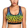 Rainbow Leopard Pattern Print Design A01 Sports Bra