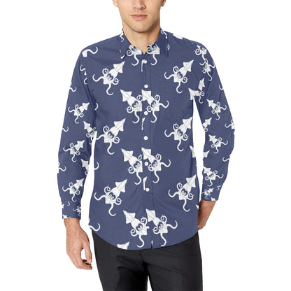 Giant Squid Pattern Print Design 02 Men's Long Sleeve Shirt
