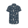 Nautical Sea Themed Print Men's Short Sleeve Button Up Shirt