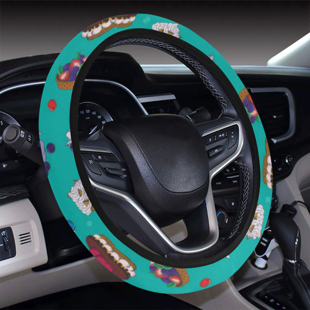 Cake Pattern Print Design 07 Steering Wheel Cover with Elastic Edge