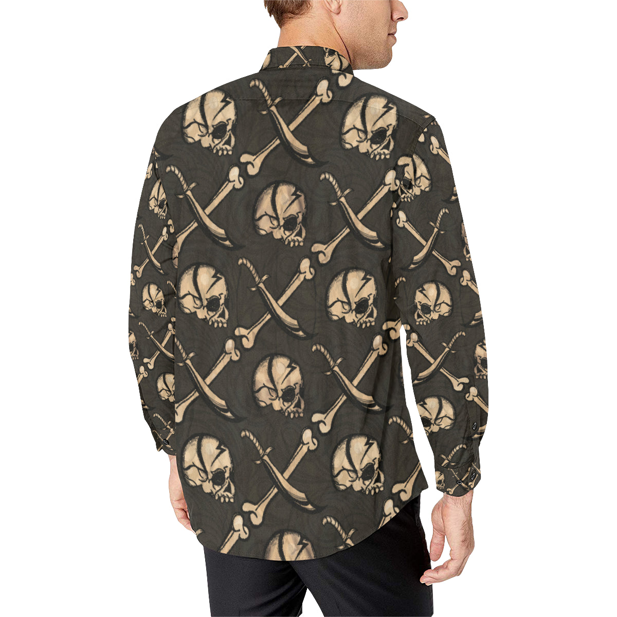 Pirate Pattern Print Design A03 Men's Long Sleeve Shirt