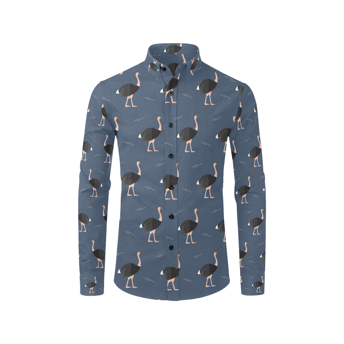 Ostrich Pattern Print Design 04 Men's Long Sleeve Shirt