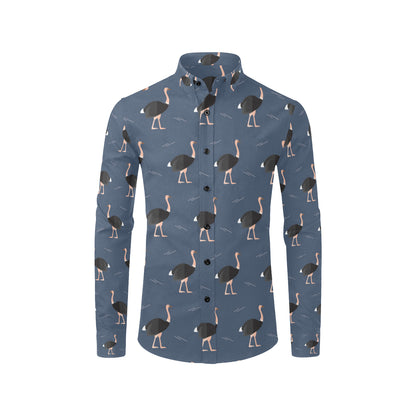 Ostrich Pattern Print Design 04 Men's Long Sleeve Shirt