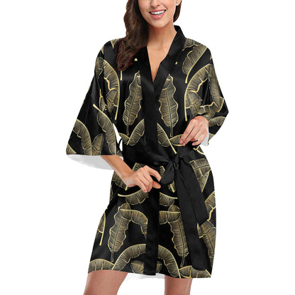 Banana Leaf Pattern Print Design BL07 Women's Short Kimono