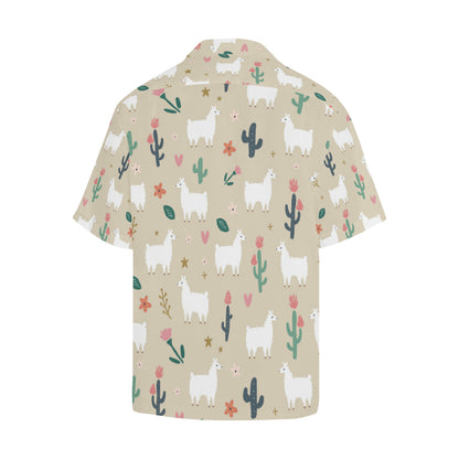 Llama Cactus Pattern Print Design 09 Men's Hawaiian Shirt