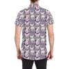 Chihuahua Happy Pattern Men's Short Sleeve Button Up Shirt