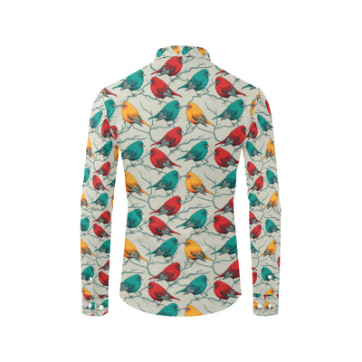 Birds Pattern Print Design 04 Men's Long Sleeve Shirt