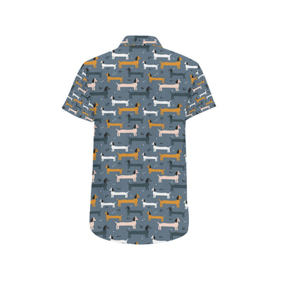 Dachshund Pattern Print Design 012 Men's Short Sleeve Button Up Shirt