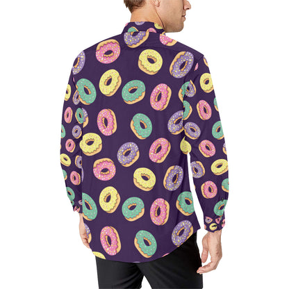 Donut Pattern Print Design DN08 Men's Long Sleeve Shirt