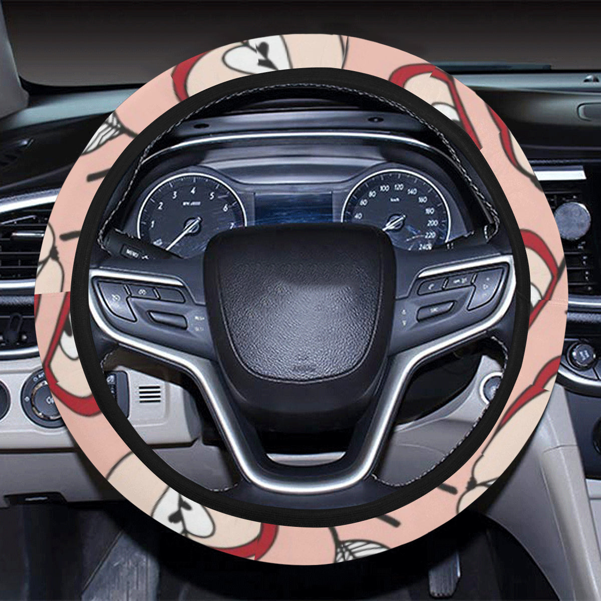 Apple Pattern Print Design AP04 Steering Wheel Cover with Elastic Edge