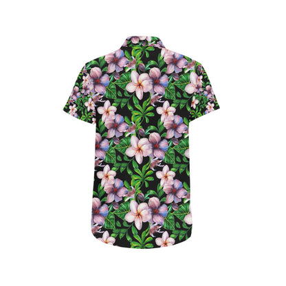 Plumeria Pattern Print Design PM01 Men's Short Sleeve Button Up Shirt