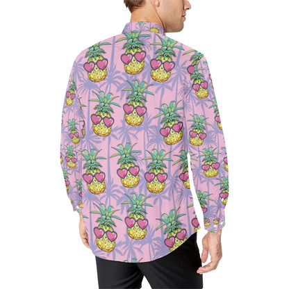 Pineapple Pattern Print Design PP06 Men's Long Sleeve Shirt