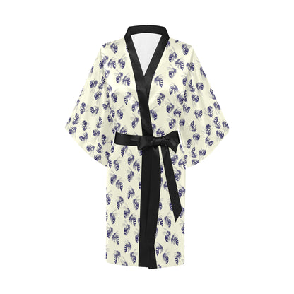 Bee Pattern Print Design 02 Women's Short Kimono