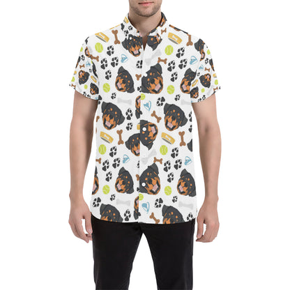 Rottweiler Pattern Print Design A04 Men's Short Sleeve Button Up Shirt
