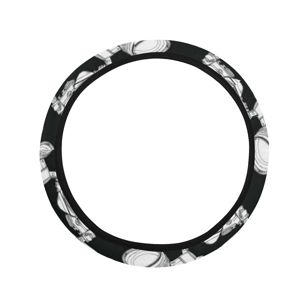 Camera Pattern Print Design 01 Steering Wheel Cover with Elastic Edge
