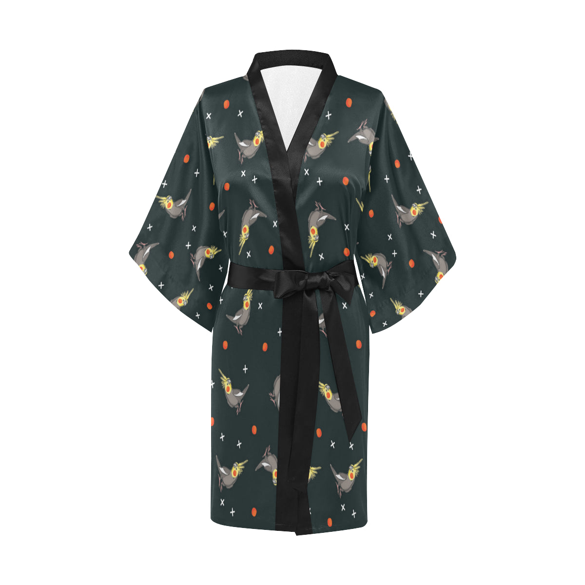 Cockatiel Pattern Print Design 02 Women's Short Kimono